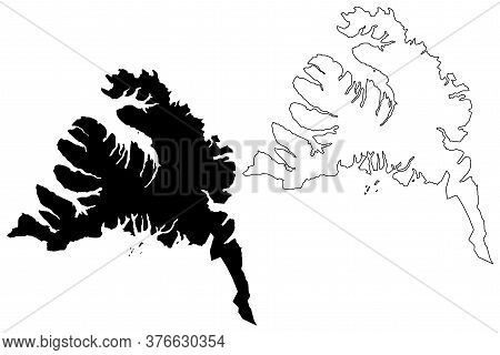 Westfjords Region (iceland Island, Regions Of Iceland) Map Vector Illustration, Scribble Sketch West
