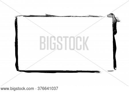 Black Grunge Frame Isolated On White Background.