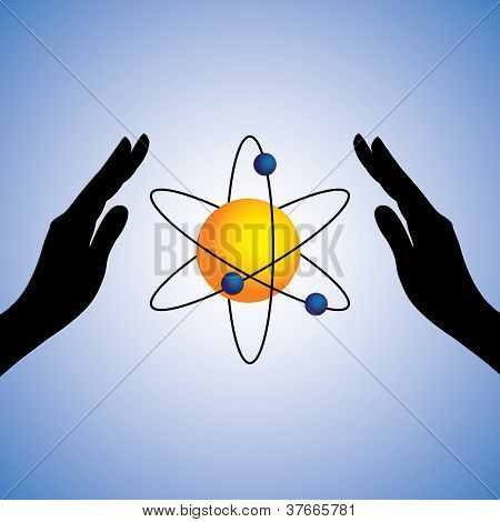 Illustration du concept de Power Saving/conservation. Le graphique contient la Silhouette des mains féminines et à