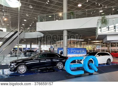 Stuttgart, Germany - May 31, 2020: The Mercedes-benz Hybrid Car E300e With Electric And Combustion E