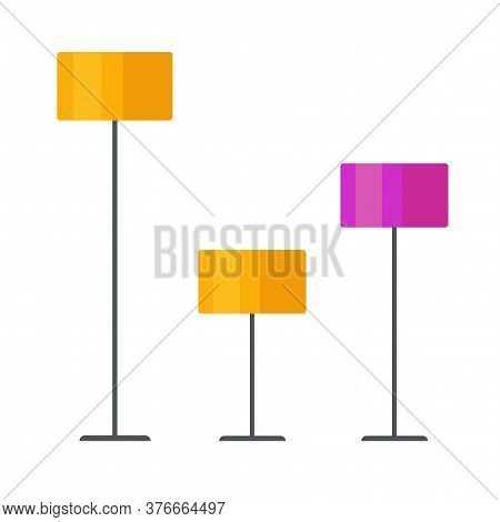 Floor Lamp Isolated Set Or Floorlamp Indoor Table Lighting Home Stand Vector Illustration On Color B