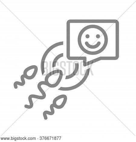 Egg And Sperm With Happy Face In Speech Bubble Line Icon. Healthy Human Fertilization Symbol