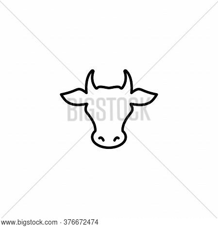 Cow Head. Line Icon. Farm Animal. Beef, Milk, Lactose Symbol.