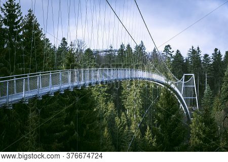 Landscape With A Suspension Bridge In The Black Forest National Park Near The City Of Bad Wildbad, G