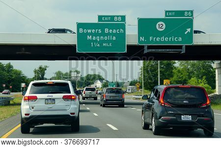 Milford, Delaware, U.s.a - July 4, 2020 - The View Of The Heavy Traffic Near Route 1