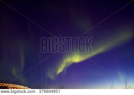 Beautiful Northern Lights (aurora Borealis) Captured Near Kiruna Iron Ore Mine, Sweden.