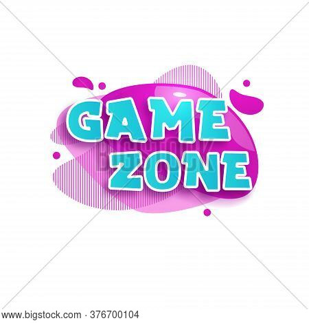Kids Zone Vector Cartoon Banner. Colorful Letters For Childrens Playroom Decoration. Sign For Childr