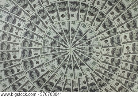Group Of Money Stack Of 100 Us Dollars Banknotes A Lot Of Is Arranged In A Beautiful Circle