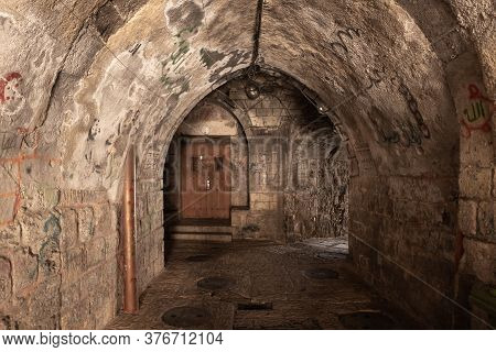 Jerusalem, Israel, June 13, 2020 : The Tunnel Passing Under The Houses - The Shaar Barzel - Iron Gat