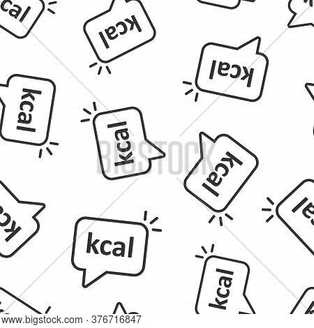 Kcal Icon In Flat Style. Diet Vector Illustration On White Isolated Background. Calories Seamless Pa