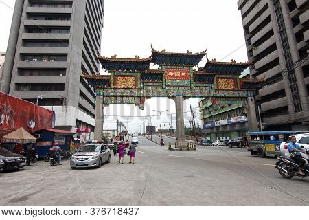 Manila, Philippines - January 11, 2017: New Binondo Chinatown Arch