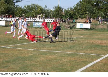 Odessa, Ukraine - Fight Of The First League Football Clubs At The Ukrainian Championship. Fc Balkany