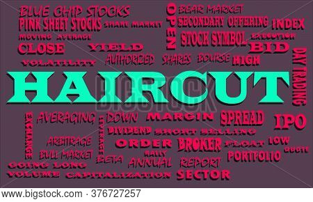 Share Market Related Text Cloud Presented On Colorful Vector Abstract For Magazine Prints.