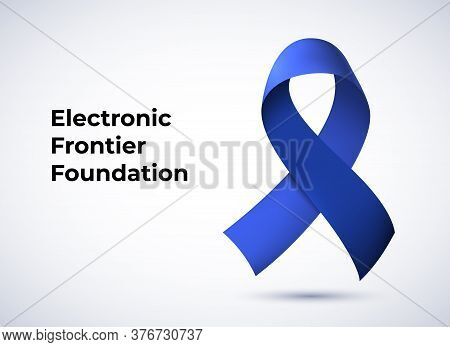 Blue Ribbon Loop Isolated On White Background. Vector Illustration. Symbol Of Electronic Frontier Fo