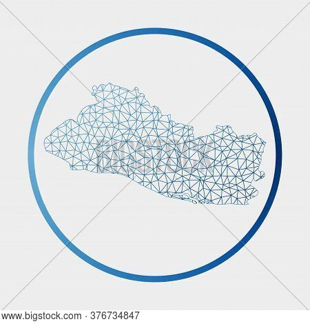 Republic Of El Salvador Icon. Network Map Of The Country. Round Republic Of El Salvador Sign With Gr