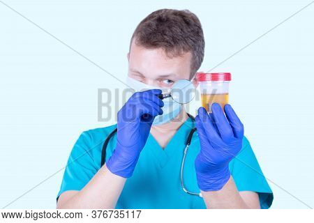 Laboratory Sample Of Urine For Drugs Or Substance Test. Drug Test Is Technical Analysis Of Specimen 