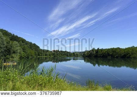 Adda River Near Trezzo, Milan, Lombardy, Italy, From The Cycleway