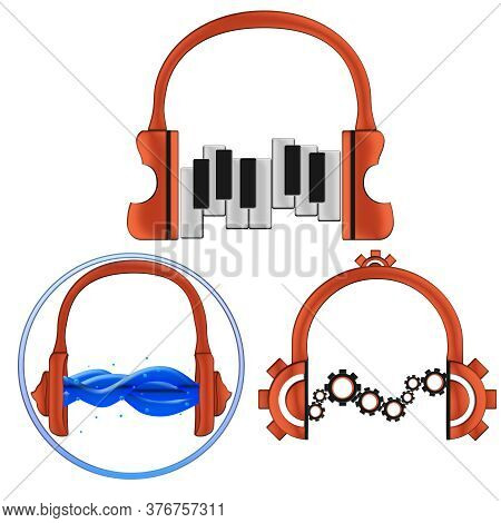 Various Form Types Of Headphones For Classical, Natural And Techno Styles