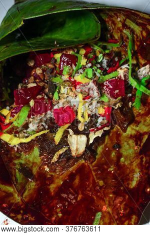 Banarasi Pan, Betel Nut Garnished With All Indian Sweet Colourful Ingredients For Eating Or Sale. 02