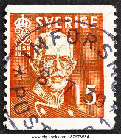 Frimærke Sverige 1938 Kong Gustaf V