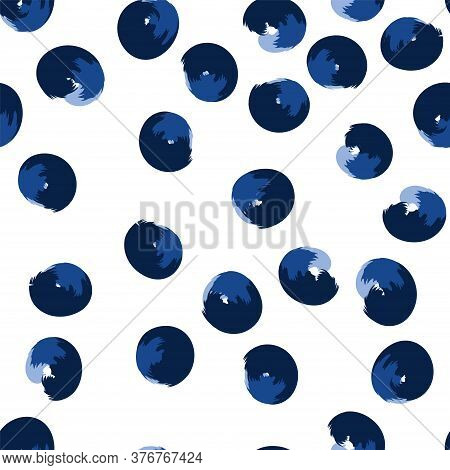 Indigo Stripe Vector Seamless Pattern. Paint Smear Pattern. Blue Stroke Brushstroke Design.