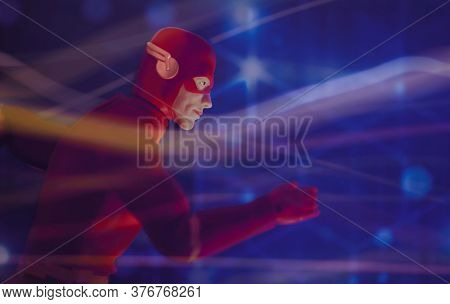 JULY 12 2020  - The Flash action figure from DC Comics in motion - speed force - Mego Corp action figure