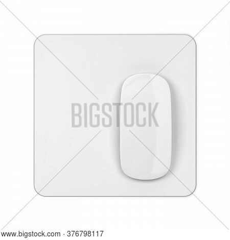 Blank Modern Computer Mouse With Pad Mockup. 3d Illustration Isolated On White Background