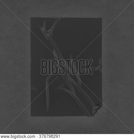 Adhesive Poster Or Sticker On A Surface Mockup. 3d Illustration