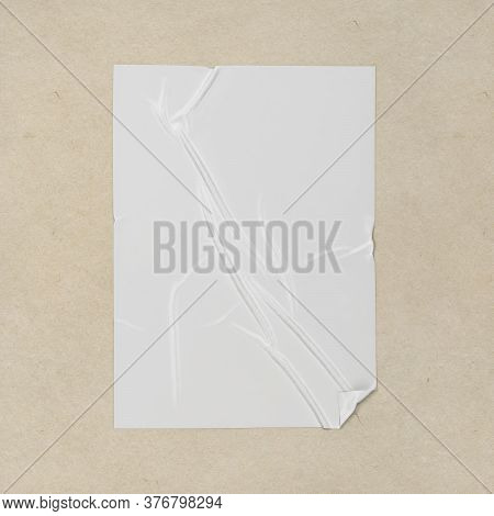 Adhesive Poster Or Sticker On A Surface Mockup. 3d Illustration