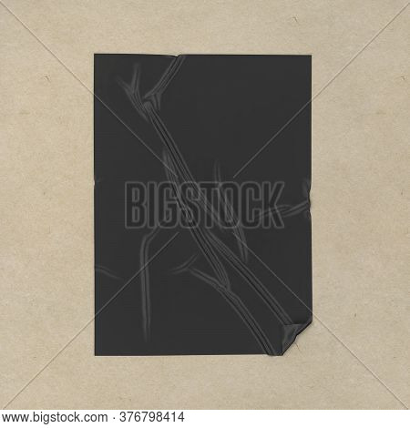 Adhesive Poster Or Sticker On A Surface Mockup. 3d Illustration