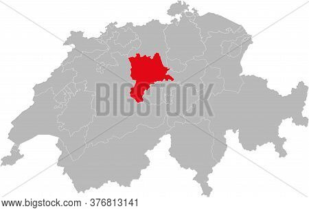 Lucerne Canton Isolated On Switzerland Map. Gray Background. Backgrounds And Wallpapers.