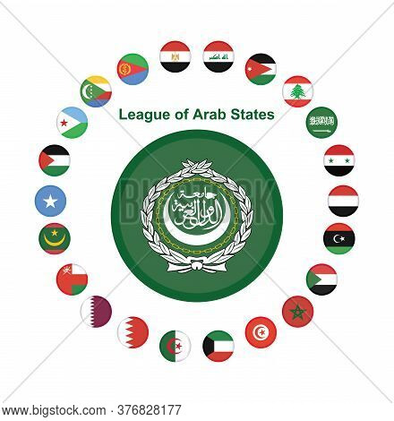 National Arab League Flag, Official Colors And Proportion Correctly. The League Of Arab States Flag.