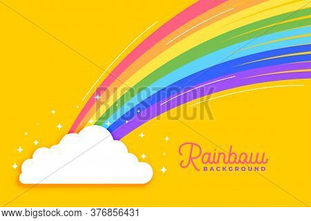 Rainbow With Clouds Bright Background Vector Design Illustration