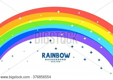 Curve Rainbow Arc With Stars Background Vector Design Illustration