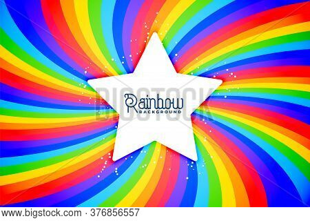 Radial Rainbow Swirl Background With Star Vector Design Illustration