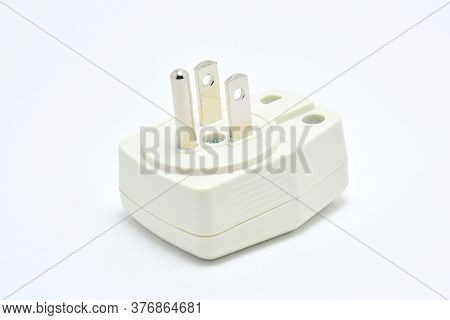 White Plug 3 Prong Used For Air Conditioner Unit Appliance