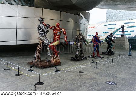 Busan,south Korea - July 20, 2017: The Model Of Marvel's Characters At The Busan Cinema Center Locat