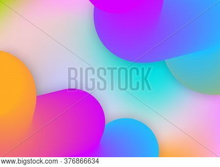 Liquid Fluid. Holographic 3d Backdrop With Modern Trendy Blend. Neon Card, Flyer Frame. Vivid Gradie