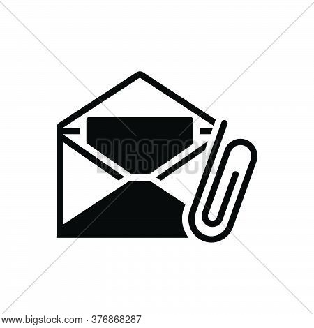 Black Solid Icon For E-mail-attachment Attach Clip Communication Correspondence Envelope Message Pap