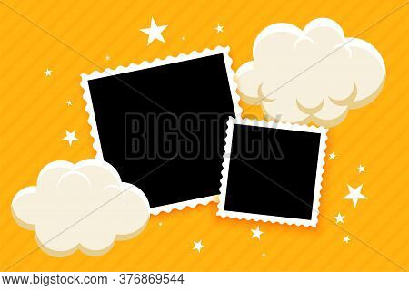 Kids Style Photo Frames With Clouds And Stars