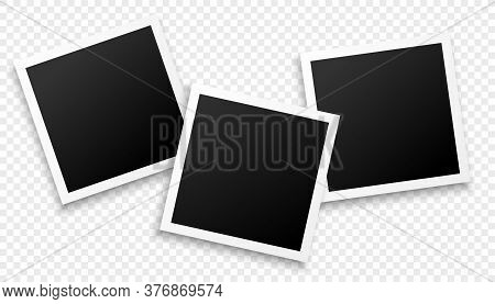 Three Photo Frames On Transparent Background Design