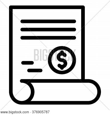 Credit Money Paper Icon. Outline Credit Money Paper Vector Icon For Web Design Isolated On White Bac