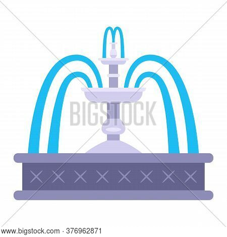 Modern City Fountain On A White Background. Flat Vector Illustration.