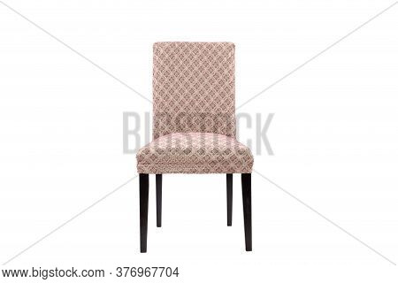 Multicolored Chair With A Soft Back Isolated On A White Background. The Cover On The Furniture. Text