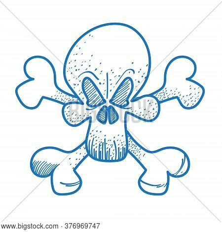 Skull And Bones Sketch Of The Logo. Element For Infographics In The Hand Drawing Style.