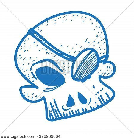 Skull Sketch Of The Logo. Element For Infographics In The Hand Drawing Style.