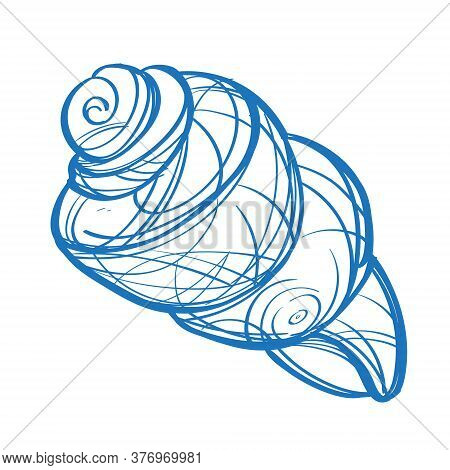 Big Seashell Logo In Cartoon Style. The Elements For Infographics With A Hand-drawing Style.
