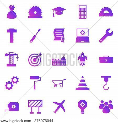 Engineering Gradient Icons On White Background, Stock Vector