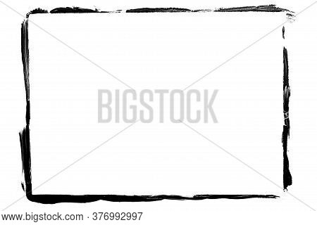 Black Grunge Frame Isolated On White Background.