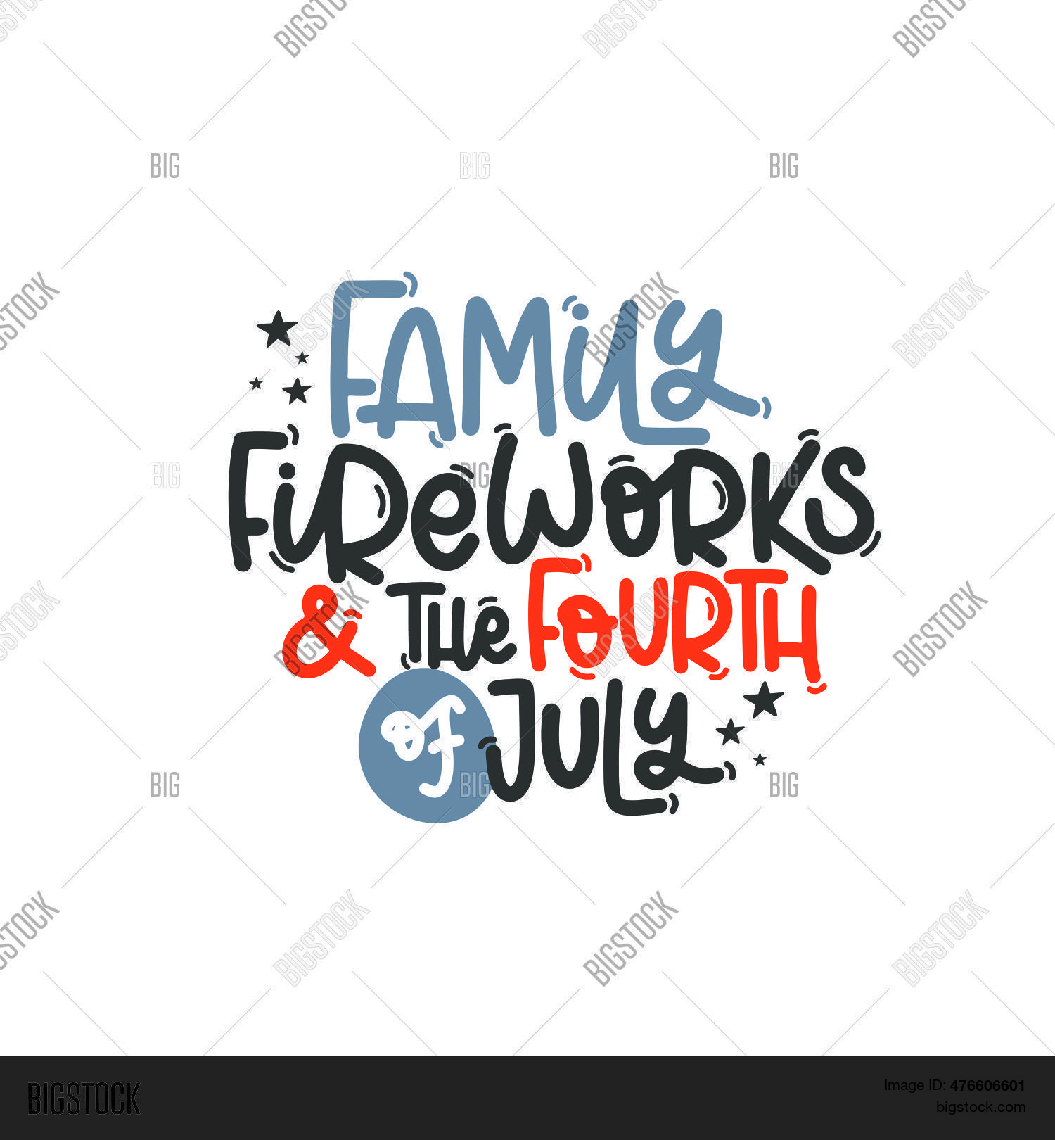 Firework July Hand Lettering Vector Handdrawn Vector & Photo (Free Trial) | Bigstock